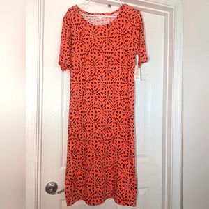 LuLaRoe XL Julia Dress- New wTags (Peach w/Navy)